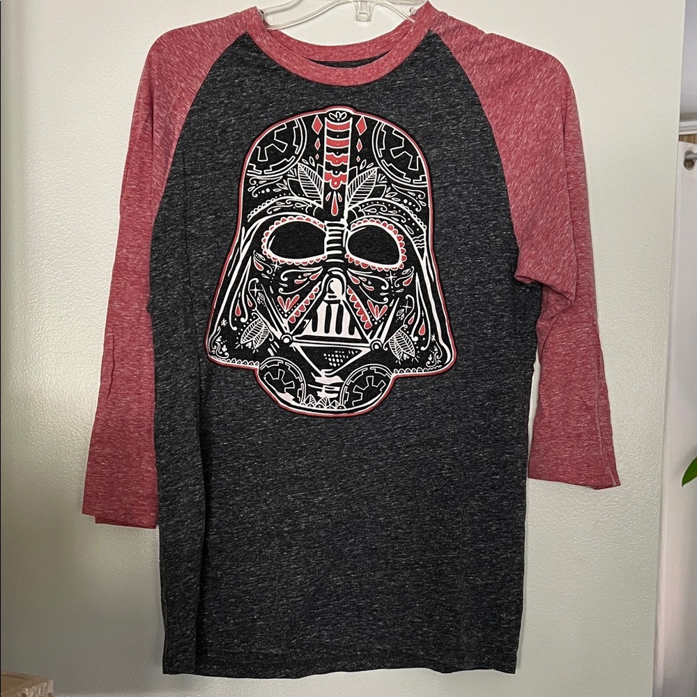 Star Wars Women’s 3/4 Sleeves Darth Vader T-Shirt Sz S Dia de Muertos Scull